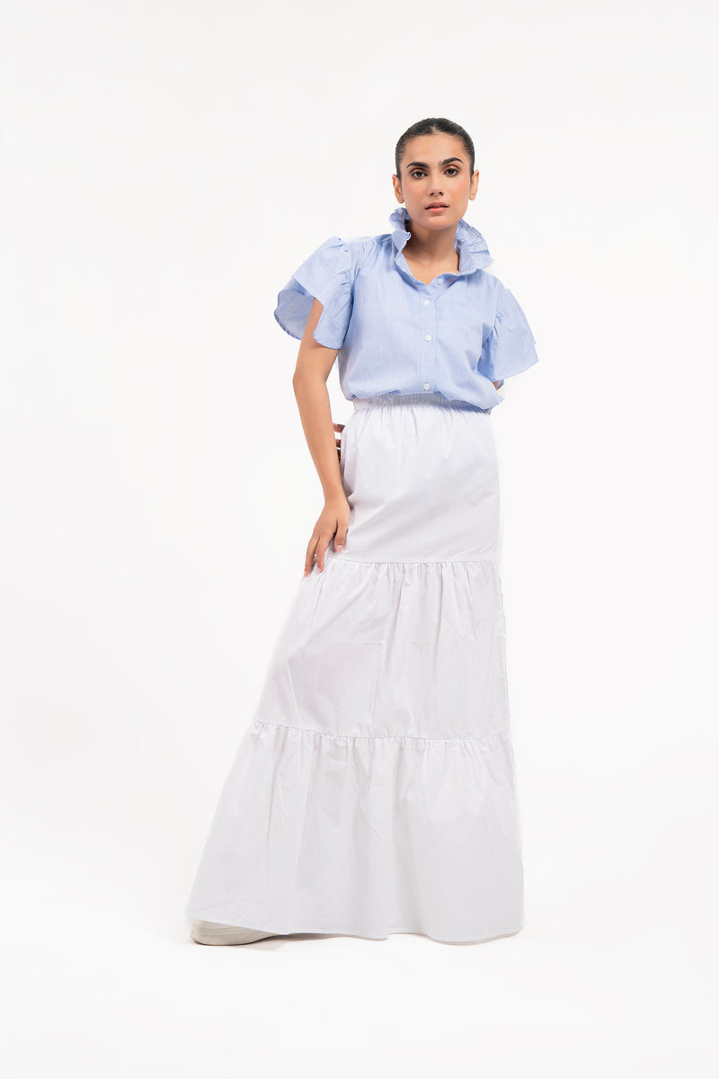 Ruffle Long Skirt - White