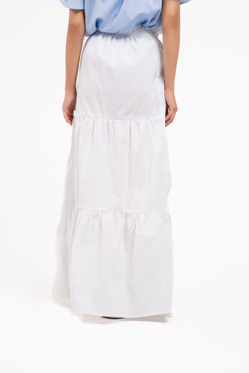 Ruffle Long Skirt - White