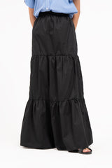 Ruffle Long Skirt - Black