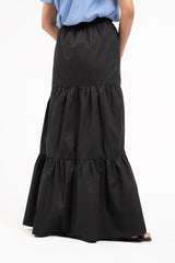 Ruffle Long Skirt - Black