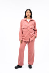 Fleece Wide leg Pant with Pocket - Tea Pink