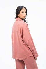 Fleece Overshirts with Pockets - Tea Pink