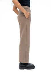 Fleece Wide leg Pant with Pocket - Brown