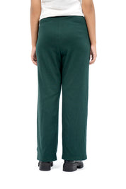 Rib Knit Wide Leg Pant with Pocket - Dark Green