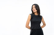 Contrast Trim Ribbed Knit Vest  - Black