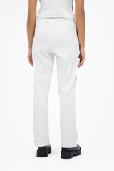 Rib Knit Pant with Contrast Trims - White