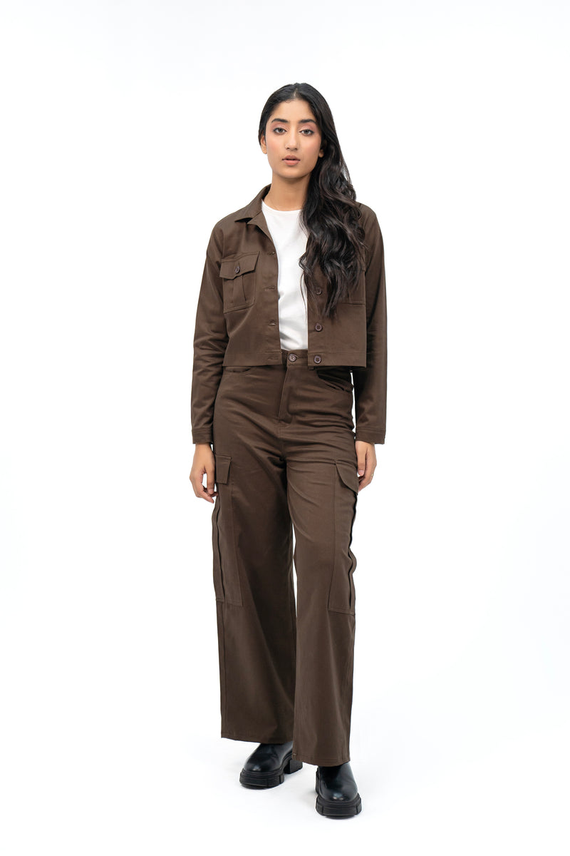 Cropped Jacket - Chocolate Brown