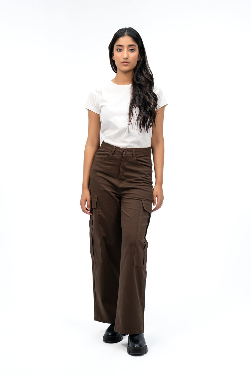 Loose Fit Cargo Pant - Chocolate Brown