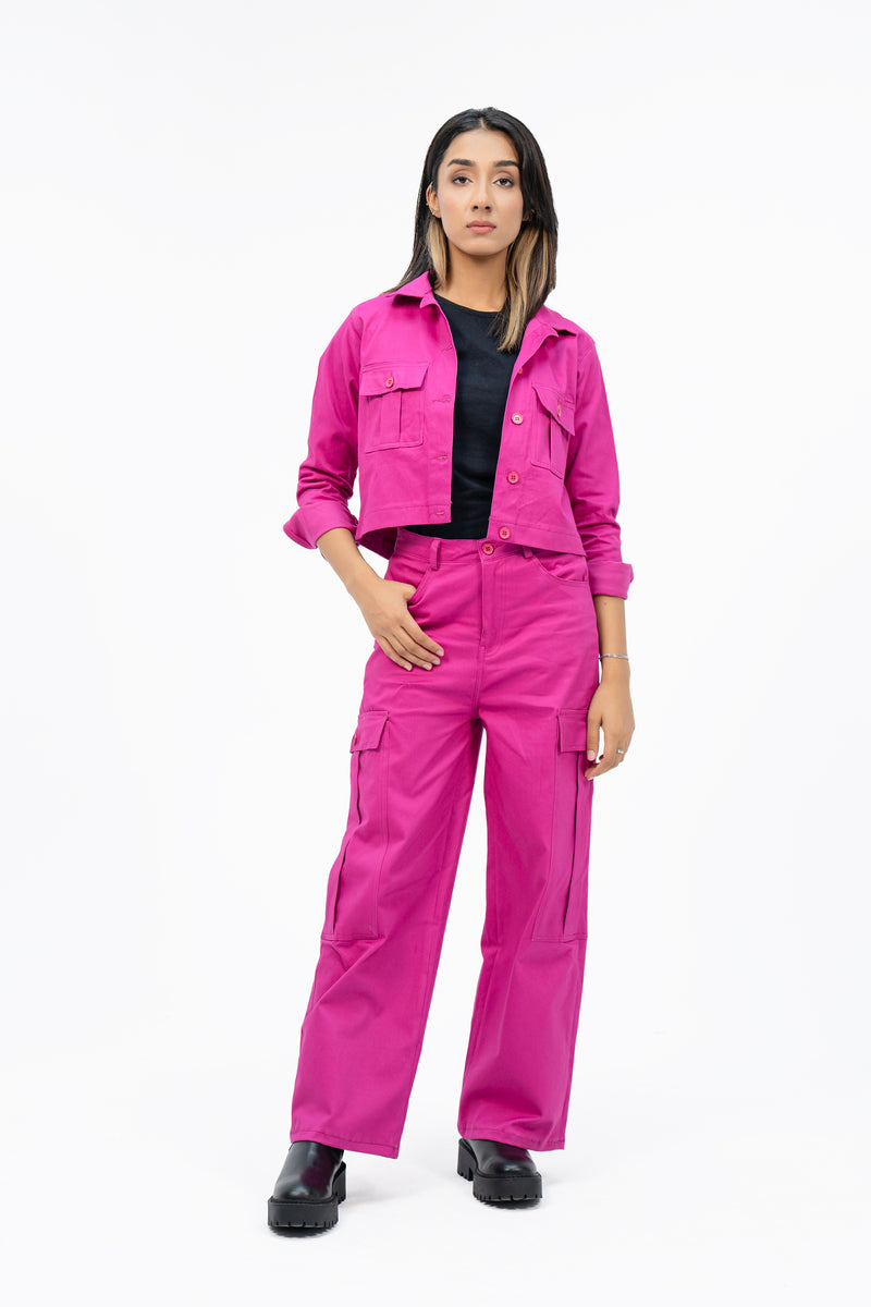 Cropped Jacket Hot Pink