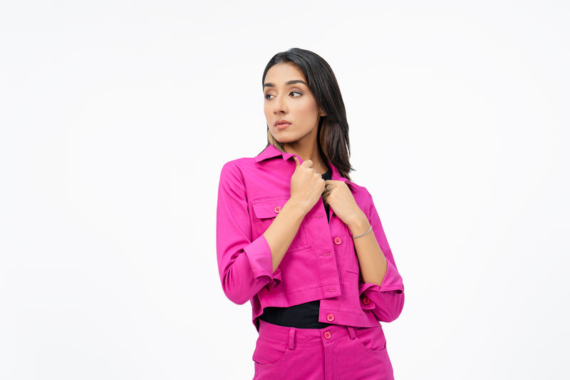 Cropped Jacket - Hot Pink