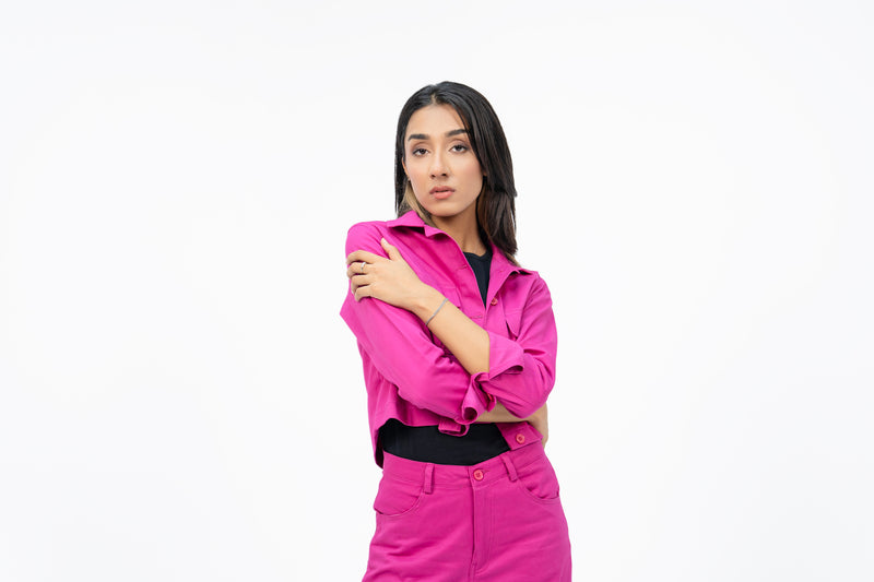 Cropped Jacket - Hot Pink