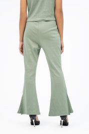 Flared Knit Pant With Side Slit - Pistachio