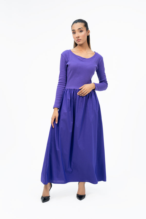 Scoop Neck Maxi Dress - Purple