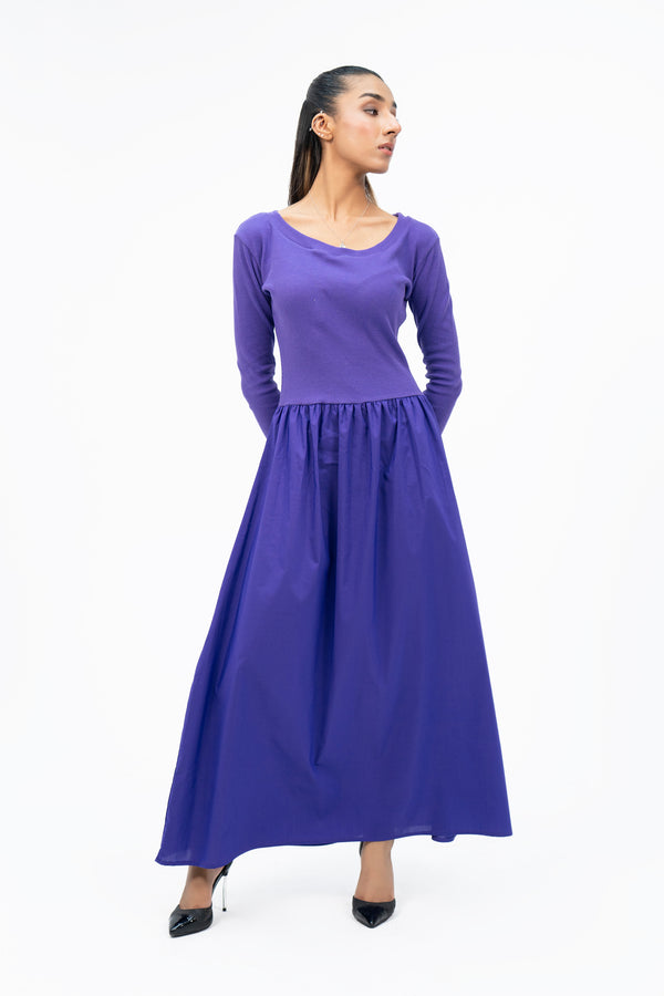 Scoop Neck Maxi Dress - Purple