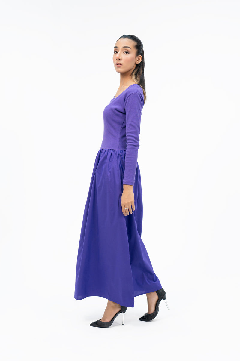 Scoop Neck Maxi Dress - Purple