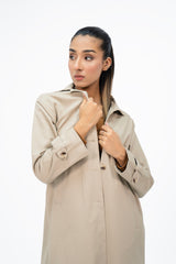 Cotton Trench Coat with Belt - Beige