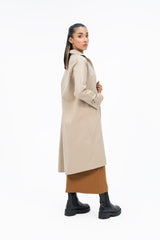 Cotton Trench Coat with Belt - Beige