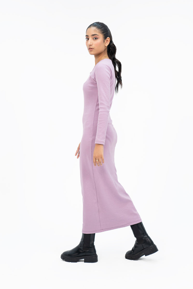 Square Neck Knitted Dress - Lilac