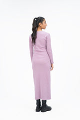 Square Neck Knitted Dress - Lilac