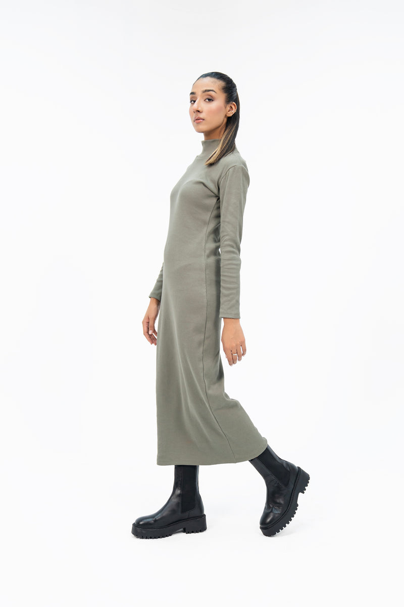 Long Knitted Dress - Sage Green