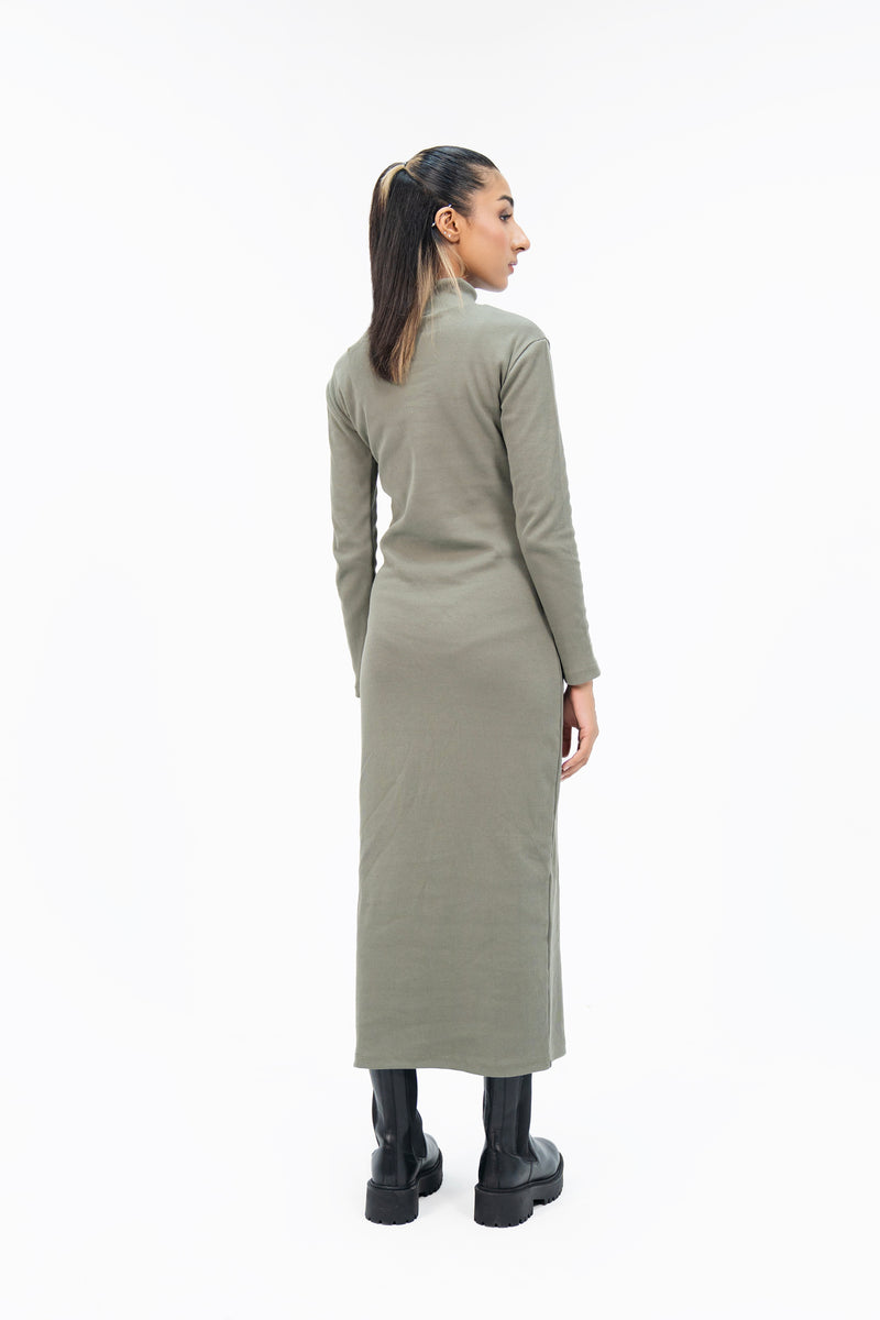 Long Knitted Dress - Sage Green