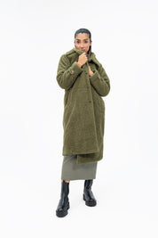 Sherpa Long Coat - Olive