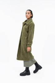 Sherpa Long Coat - Olive