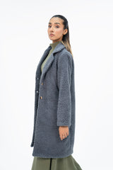 Teddy Faux Fur Oversized Coat - Grey