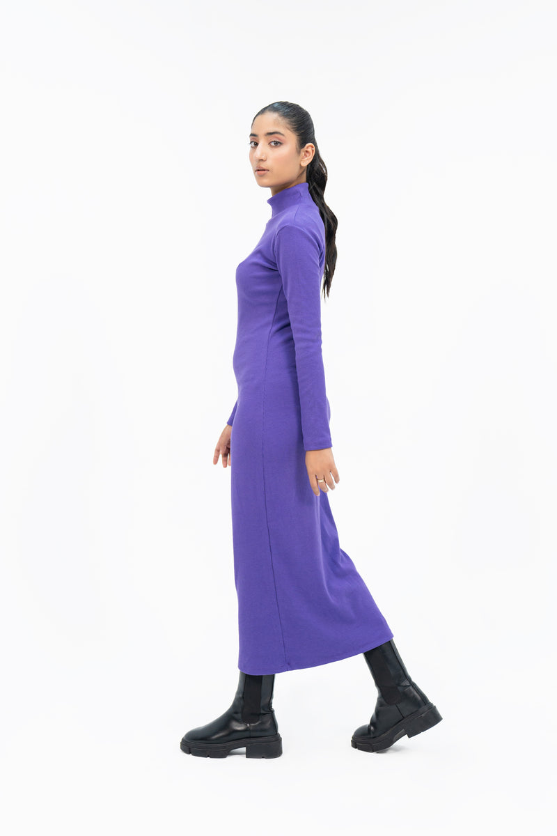 Long Knitted Dress - Purple