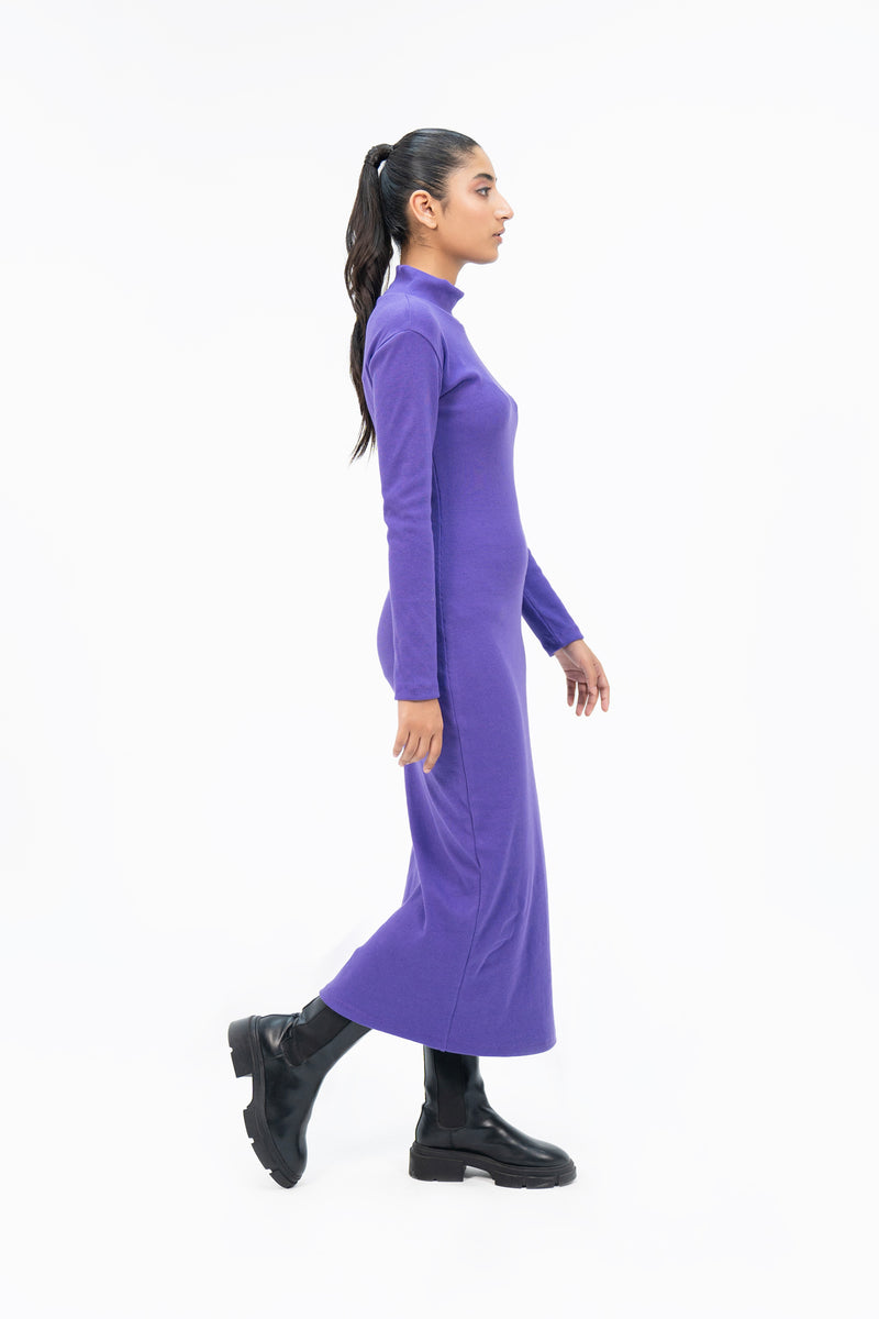 Long Knitted Dress - Purple