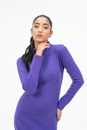 Long Knitted Dress - Purple