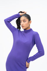 Long Knitted Dress - Purple