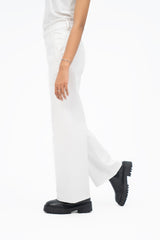 High Rise Wide Leg Pant (Cotton Twill) - White