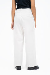 Wide Leg Pleated Pant (Cotton Twill) - White