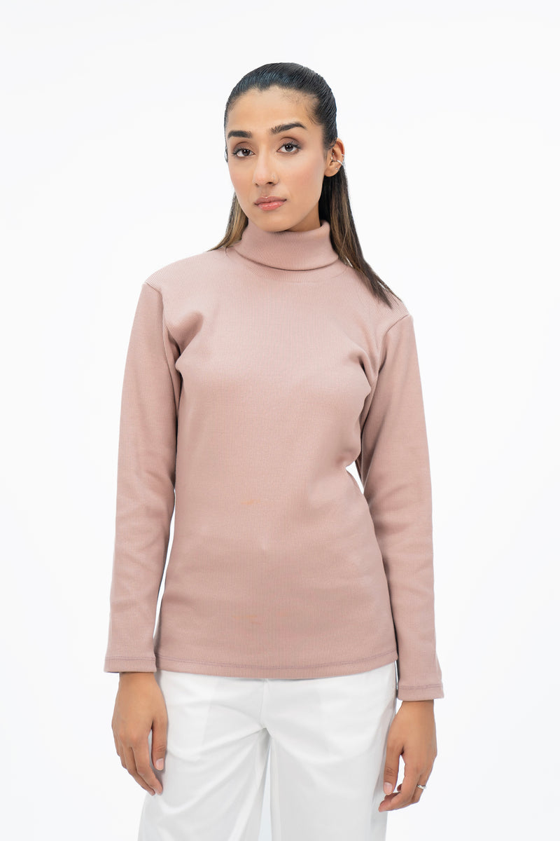 Turtle Neck Top - Tea Pink