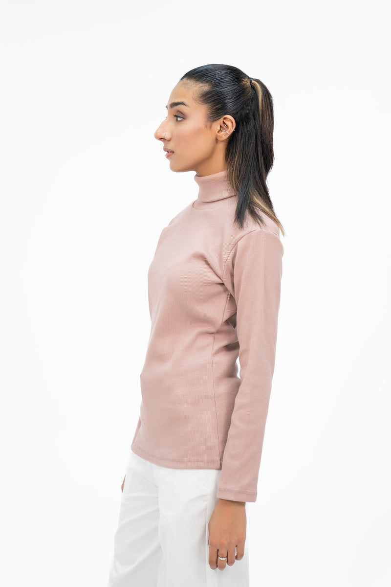 Turtle Neck Top - Tea Pink