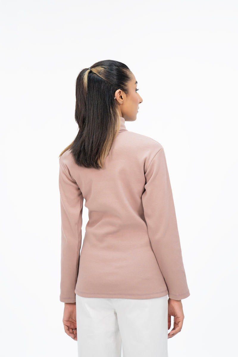 Turtle Neck Top - Tea Pink