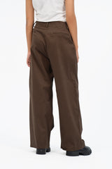 Relaxed Fit Pleated Wide Leg Pant - Chocolate Brown