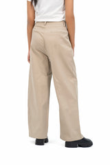 Relaxed Fit Pleated Wide Leg Pant - Beige