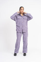 Overshirt with Pockets in Corduroy - Greyish Purple