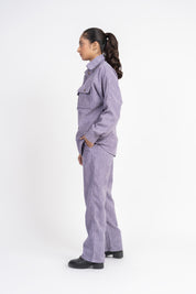 Wide Leg Pant with Pockets in Corduroy - Greyish Purple