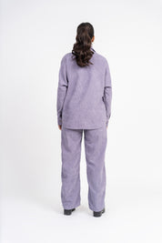Wide Leg Pant with Pockets in Corduroy - Greyish Purple