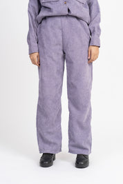 Wide Leg Pant with Pockets in Corduroy - Greyish Purple