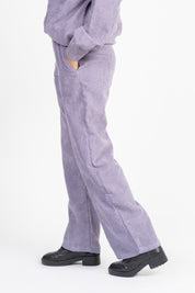Wide Leg Pant with Pockets in Corduroy - Greyish Purple