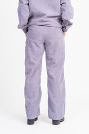 Wide Leg Pant with Pockets in Corduroy - Greyish Purple