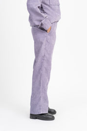 Wide Leg Pant with Pockets in Corduroy - Greyish Purple