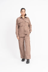 Overshirt with Pockets in Corduroy - Light Brown