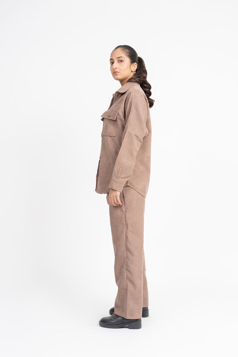 Overshirt with Pockets in Corduroy - Light Brown