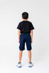 Boys Drawstring Cargo Shorts - Navy Blue