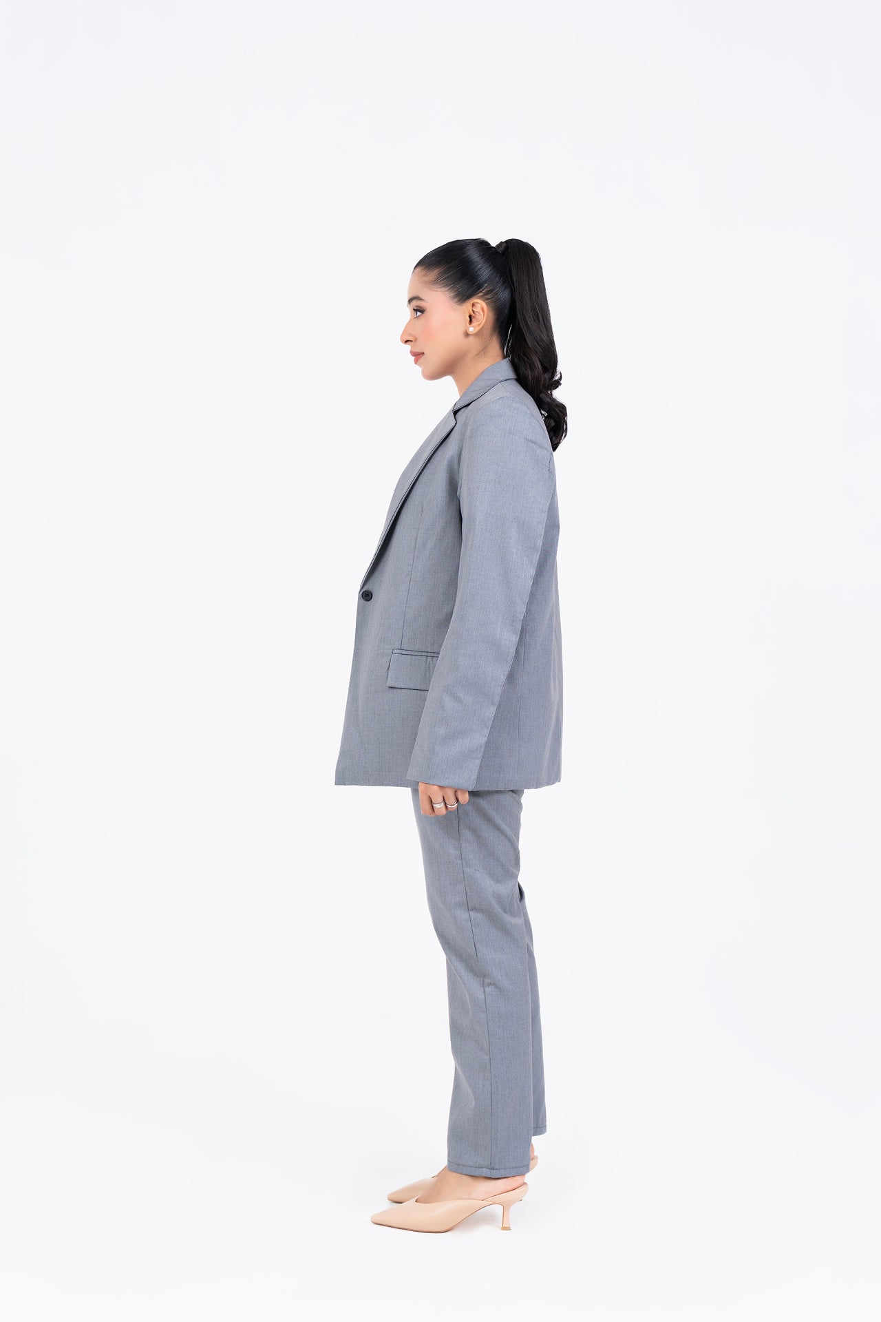 Straight Fit Suit Blazer - Grey
